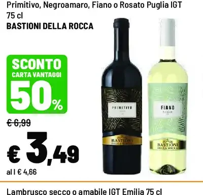 Primitivo, Negroamaro, Fiano o Rosato Puglia IGT