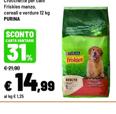 Crocchette per cani Friskies manzo cereali e verdure