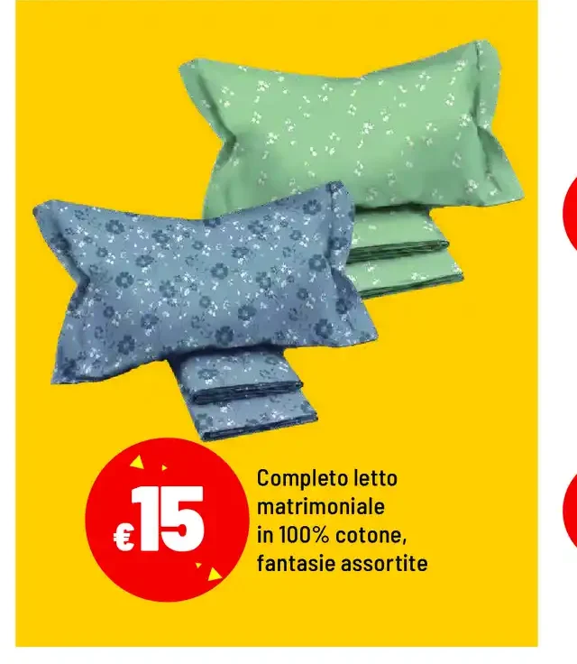 Completo letto matrimoniale in 100% cotone