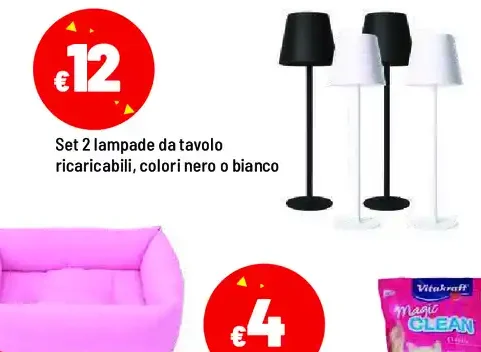 Set 2 lampade da tavolo ricaricabili