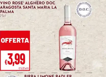 Vino rosé Alghero DOC Aragosta Santa Maria La Palma