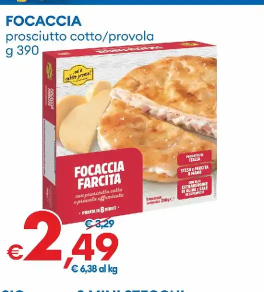 Focaccia prosciutto cotto e provola