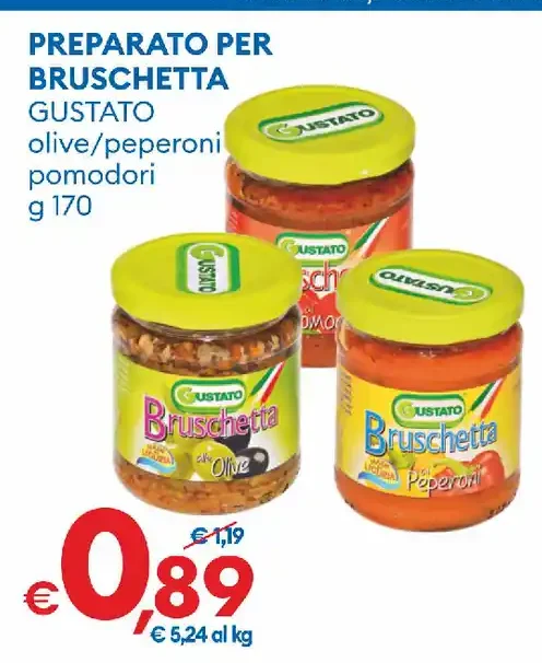 Preparato per bruschetta olive/peperoni pomodori