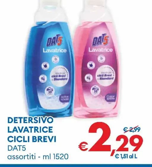 Detersivo lavatrice cicli brevi
