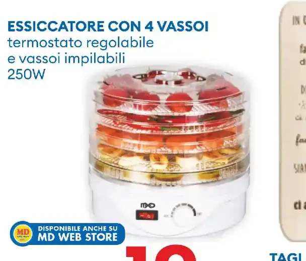 Essiccatore con 4 vassoi