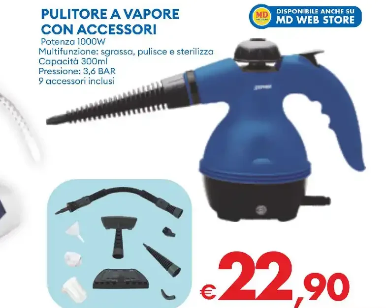 Pulitore a vapore con accessori