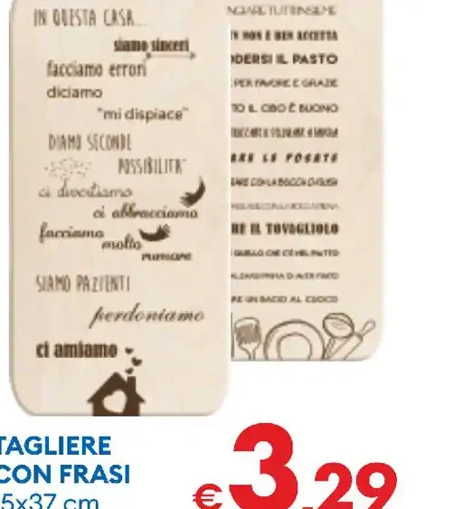 Tagliere con frasi
