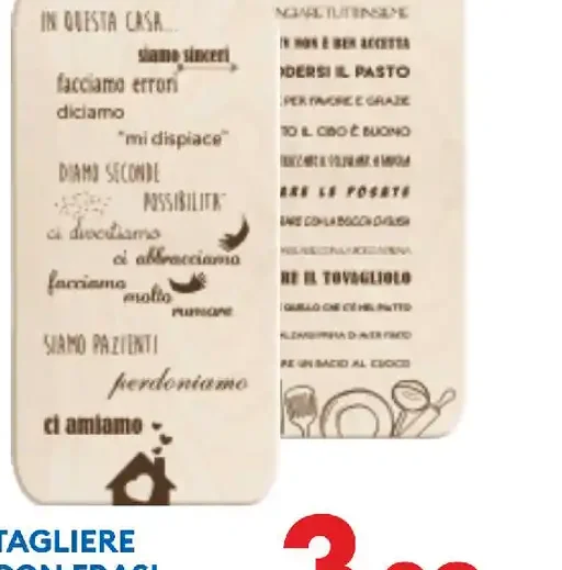 Tagliere con frasi