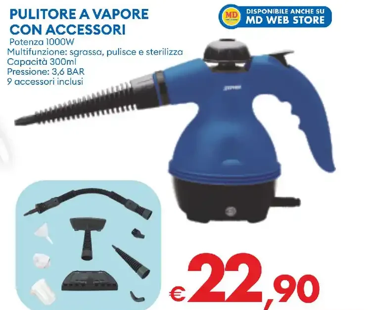 Pulitore a vapore con accessori
