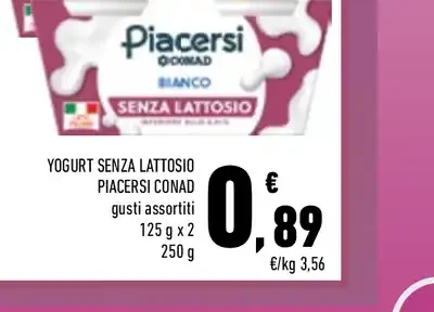 Yogurt senza lattosio Piacersi Conad