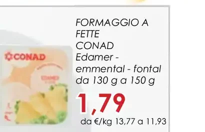 Formaggio a fette Edamer Emmental Conad