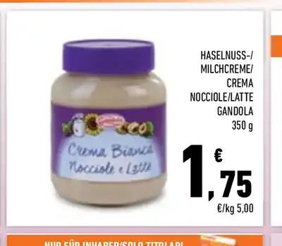 Crema nocciole e latte Gandola
