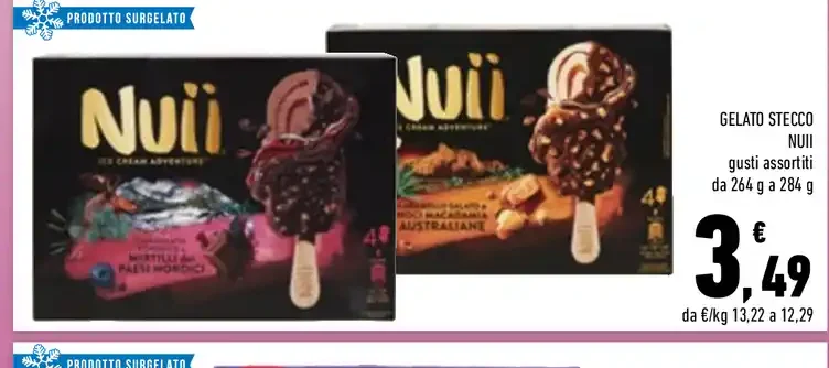 Gelato stecco Nui gusti assortiti