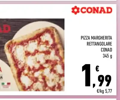 Pizza margherita rettangolare