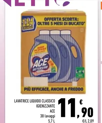 Lavatrice liquido classico igienizzante Ace
