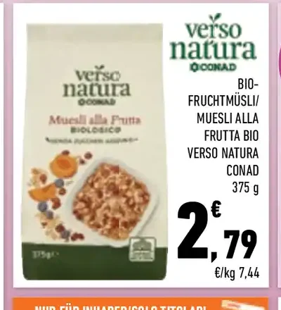 Muesli alla frutta bio