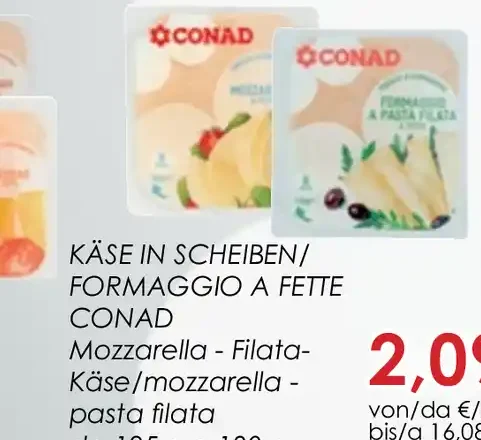 Formaggio a fette Conad mozzarella filata