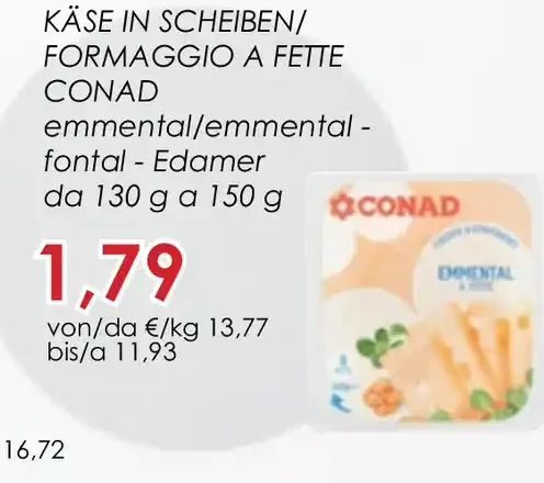 Formaggio a fette Conad emmental/Edamer