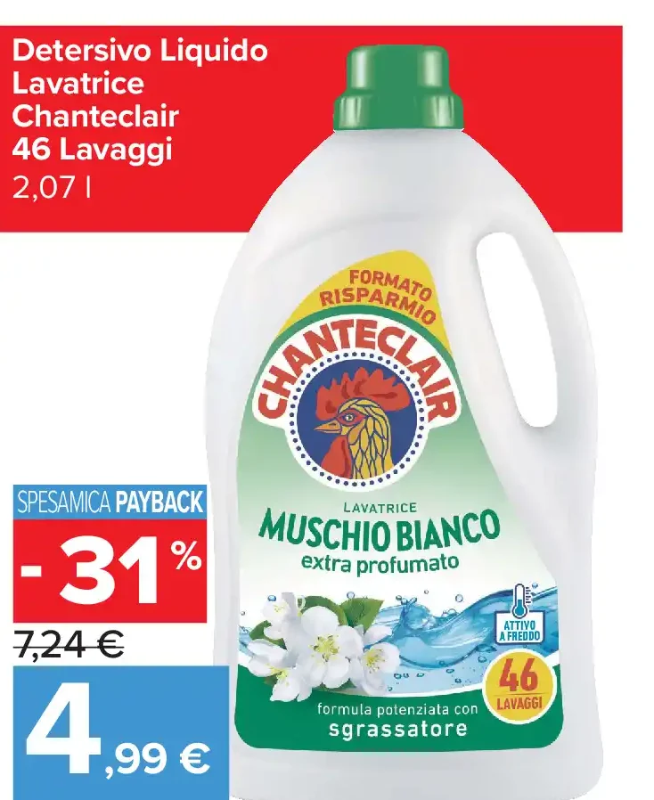 Detersivo Liquido Lavatrice Chanteclair 46 Lavaggi