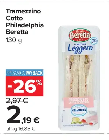 Tramezzino cotto Philadelphia Beretta