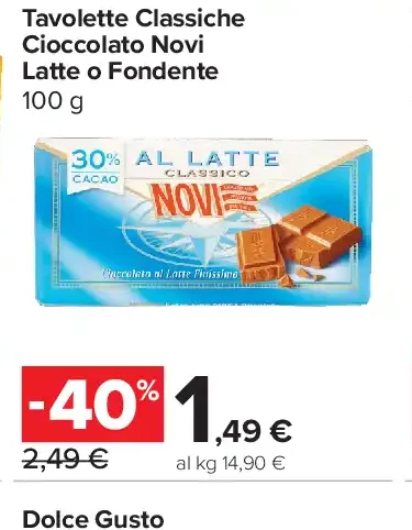 Tavolette classiche cioccolato Novi