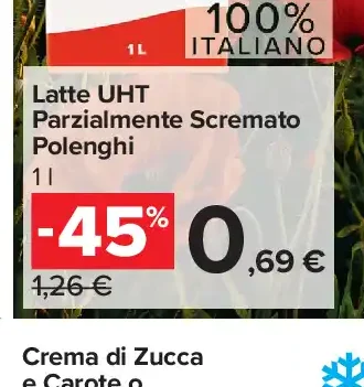 Latte UHT parzialmente scremato