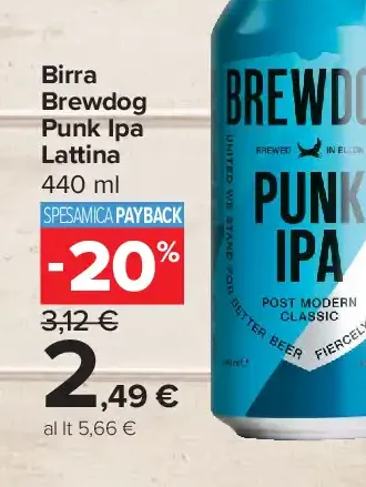 Birra Brewdog Punk IPA Lattina