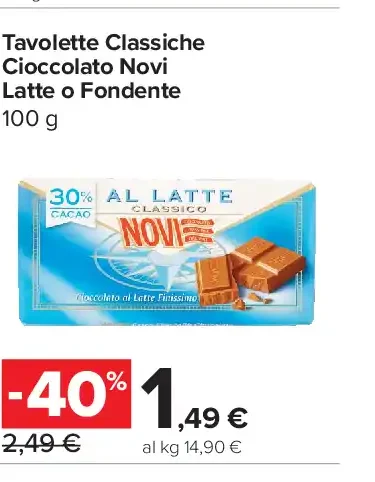 Tavolette classiche cioccolato Novi