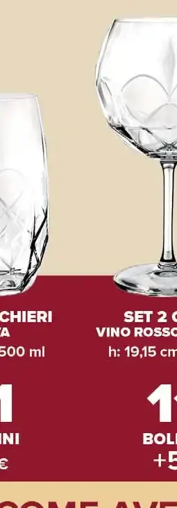 Set 2 calici vino rosso/cocktail RCR Diamonds