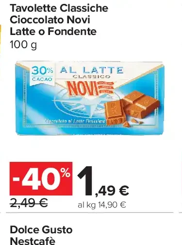 Tavolette cioccolato Novi