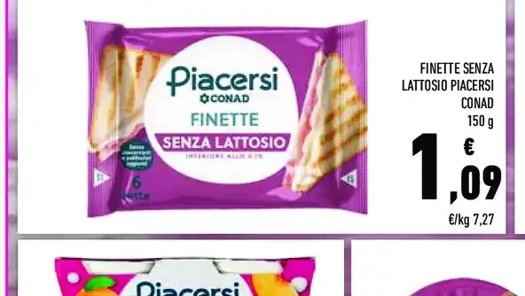 Finette senza lattosio Piacersi Conad