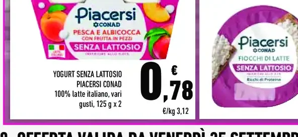 Yogurt senza lattosio Piacersi Conad