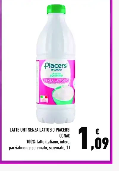 Latte UHT senza lattosio Piacersi Conad