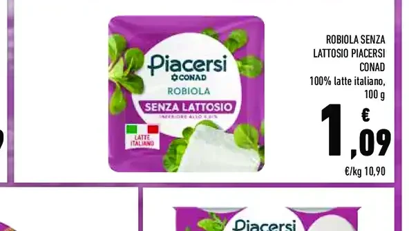 Robiola senza lattosio Piacersi Conad