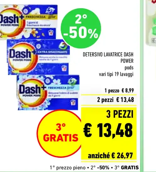 Detersivo lavatrice Dash Power Pods vari tipi 19 lavaggi