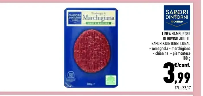 Hamburger di bovino adulto