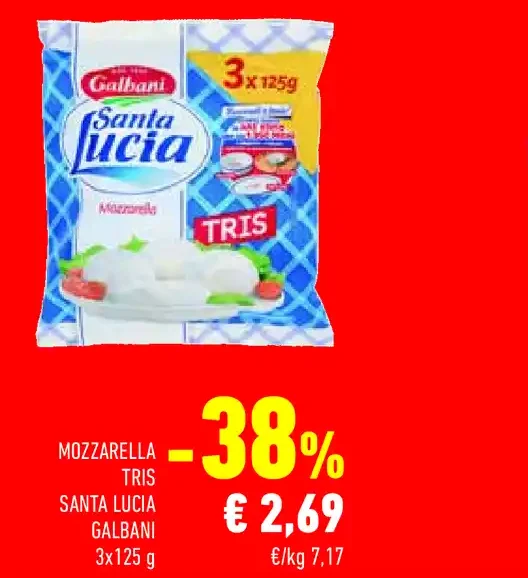 Mozzarella tris Santa Lucia Galbani