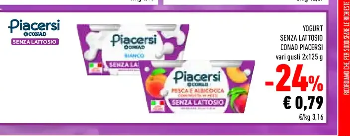 Yogurt senza lattosio Conad Piacersi