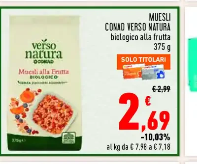 Muesli Conad Verso Natura biologico alla frutta