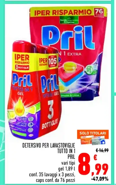 Detersivo per lavastoviglie tutto in 1 Pril