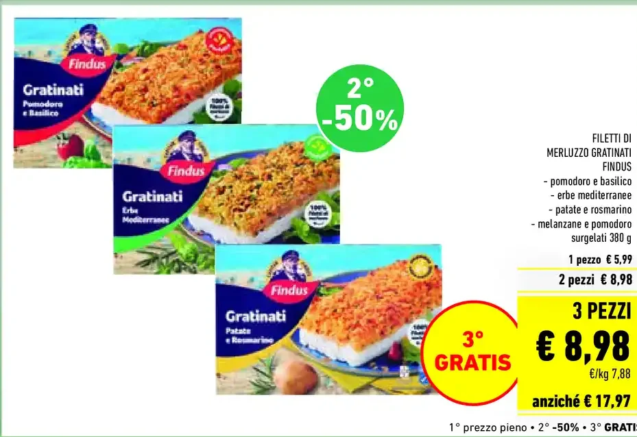 Filetti di merluzzo gratinati Findus 380 g