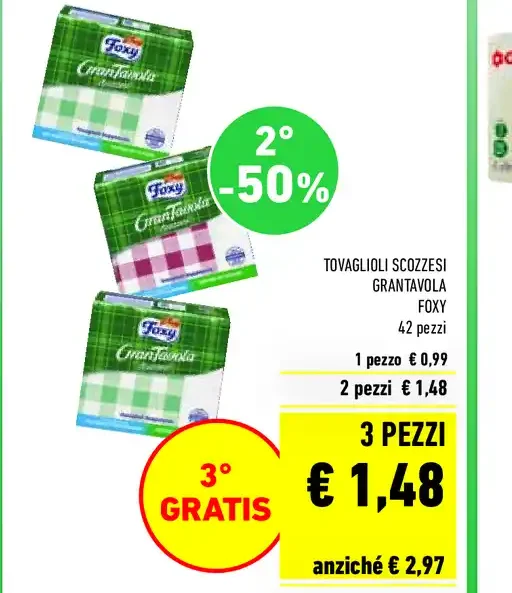 Tovaglioli sgualciti Grantavola Foxy 42 pezzi