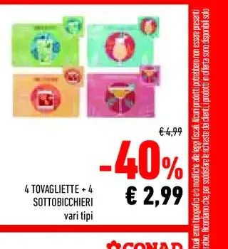 Set tovagliette e sottobicchieri