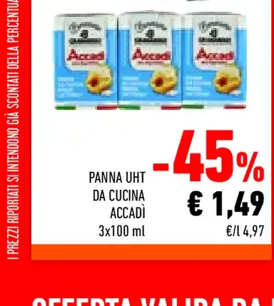 Panna UHT da cucina Accadì