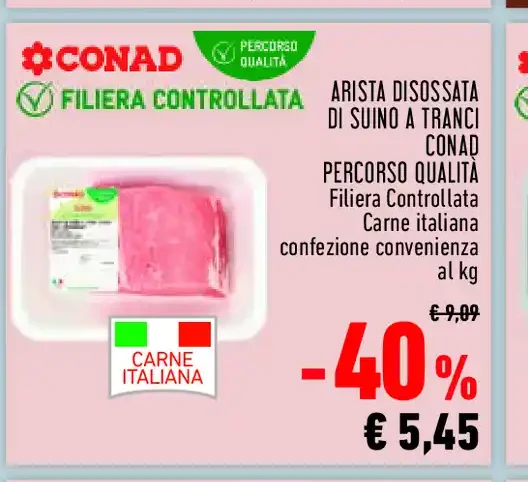 Arista disossata di suino a tranci Conad