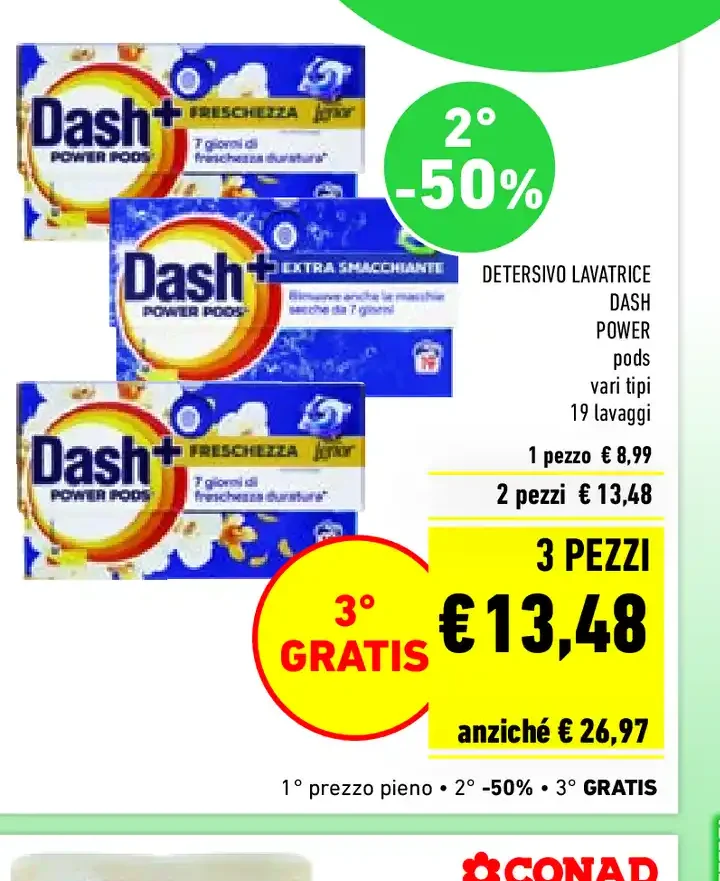 Detersivo lavatrice Dash Power, pods, vari tipi, 19 lavaggi