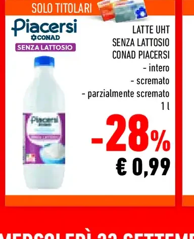 Latte UHT senza lattosio Conad Piacersi