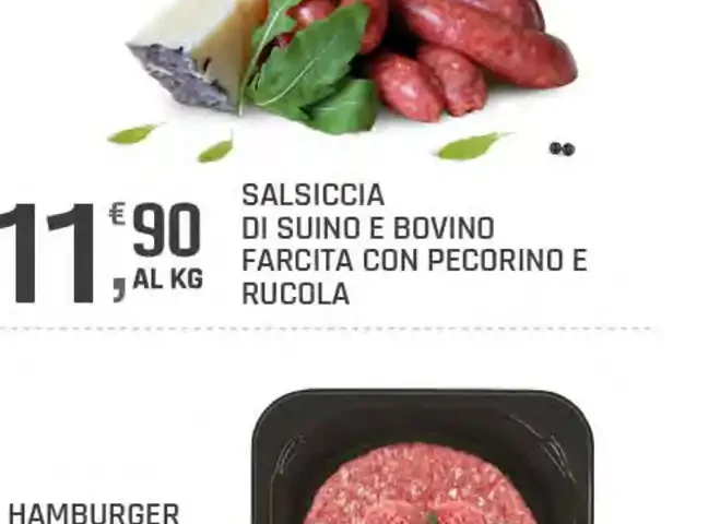 Salsiccia di suino e bovino farcita con pecorino e rucola