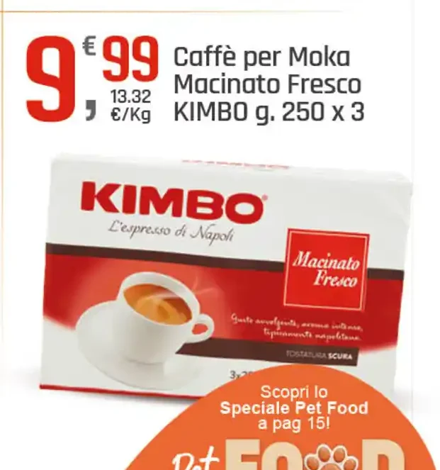 Caffè per moka macinato fresco Kimbo