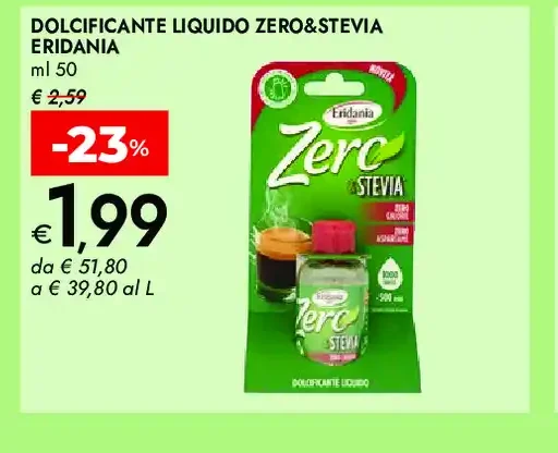Dolcificante liquido Zero&Stevia Eridania
